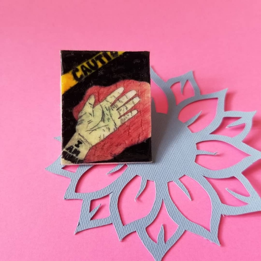 Handmade I am human pendant